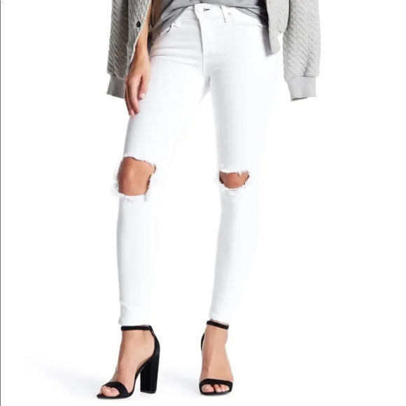 NWT! RAG & BONE Bright White Distressed Skinny Capri Jeans With Holes - Picture 4 of 10